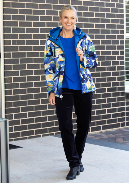 Reversible zip front jacket with hood #9560 - Blue
