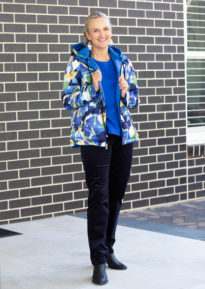 Reversible zip front jacket with hood #9560 - Blue