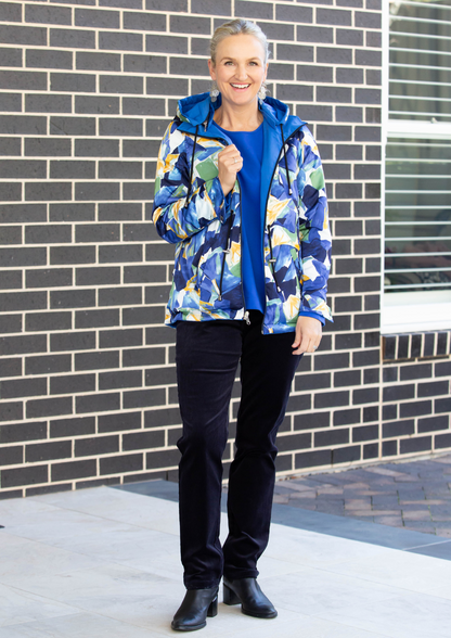 Reversible zip front jacket with hood #9560 - Blue