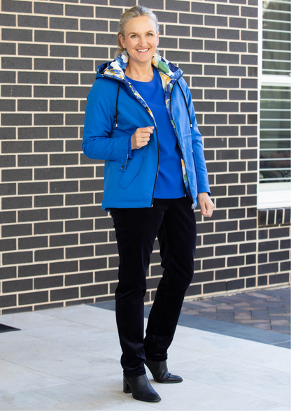 Reversible zip front jacket with hood #9560 - Blue