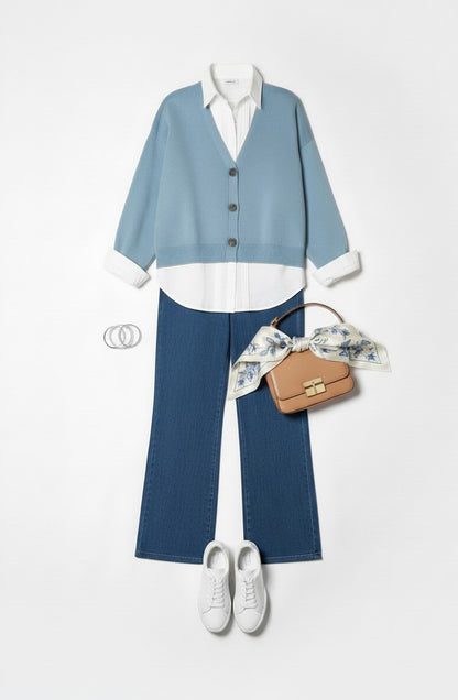Stretch denim wide leg jean #6738 STONEWASH