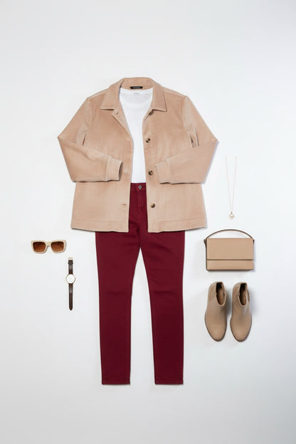 Fleece lined Stretch cord Jacket with pockets #9232 NATURAL