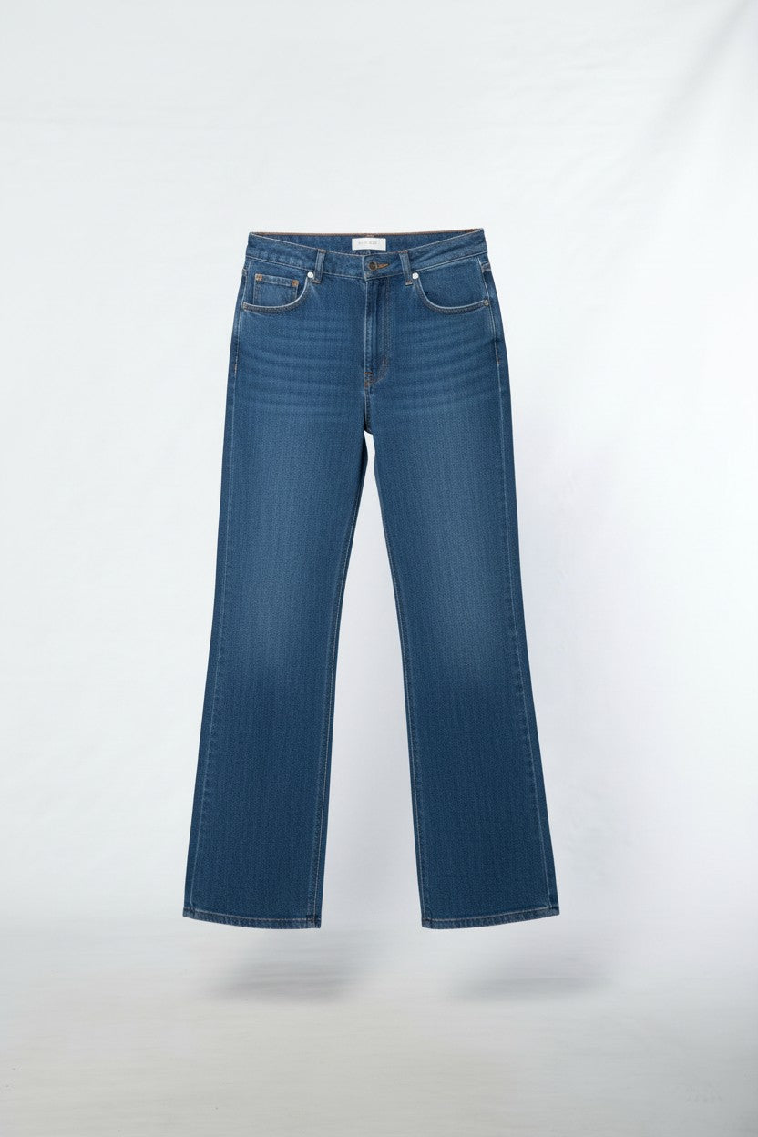 Stretch denim wide leg jean #6738 STONEWASH