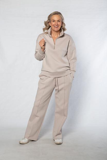 Casual Half zip leisure sweater #8584 NATURAL