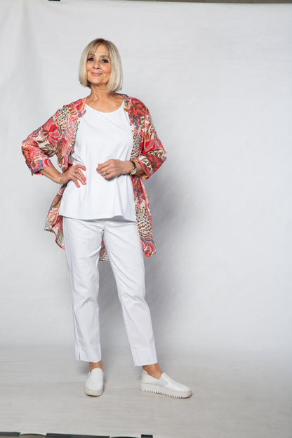 Soft Gorgeous Floral print Tab Sleeve Overshirt #3559  Green