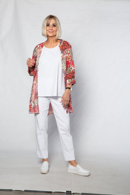 Soft Gorgeous Floral print Tab Sleeve Overshirt #3559 Pink