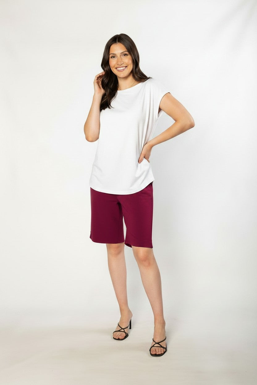Pull-On Bengaline Knee Length Short #6255 Ruby