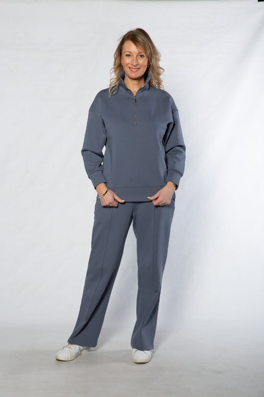 Wide leg leisure pant #6578 STEEL BLUE
