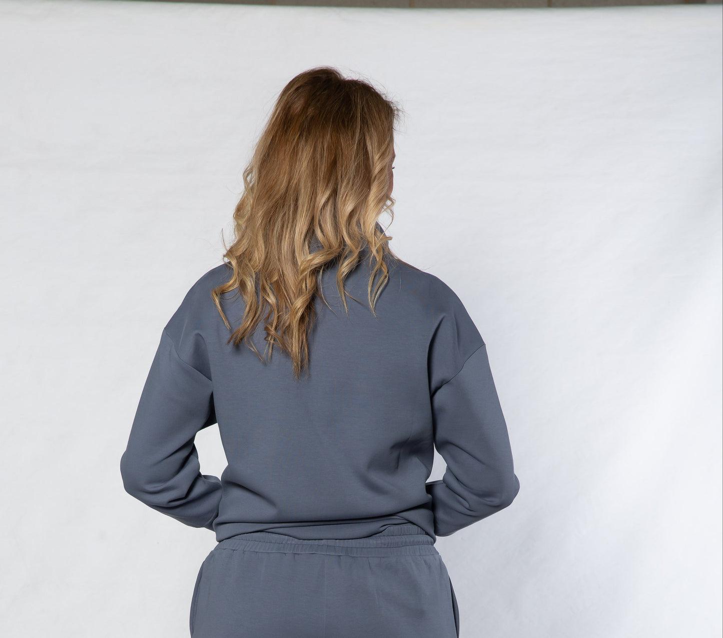 Casual Half zip leisure sweater #8584 STEEL BLUE