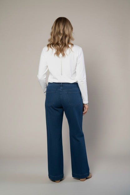 Stretch denim wide leg jean #6780