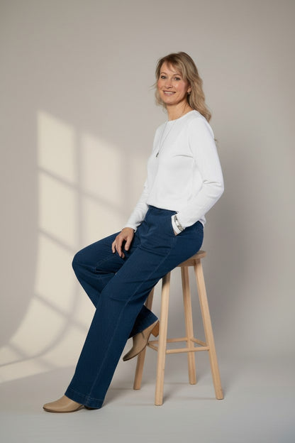 Stretch denim wide leg jean #6780