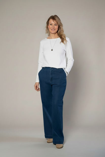 Stretch denim wide leg jean #6780