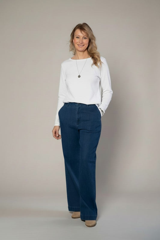 Stretch denim wide leg jean #6780