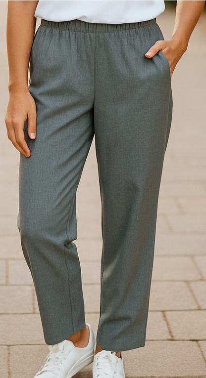Shorter Length Straight Leg Pull-On Pant #6425 – Grey