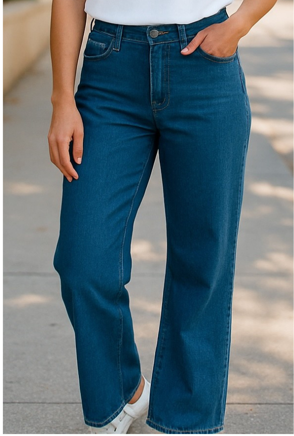 Stretch denim wide leg jean #6738 STONEWASH