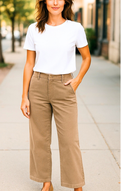 Wide Leg Cord Pull-On Pant – Latte | #6024