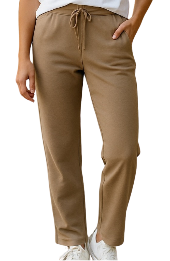 Draw cord leisure pant with pockets #6621 Latte