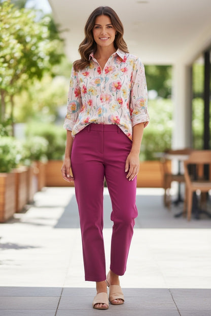 Poppy Print 3/4 Sleeve Shirt #3420