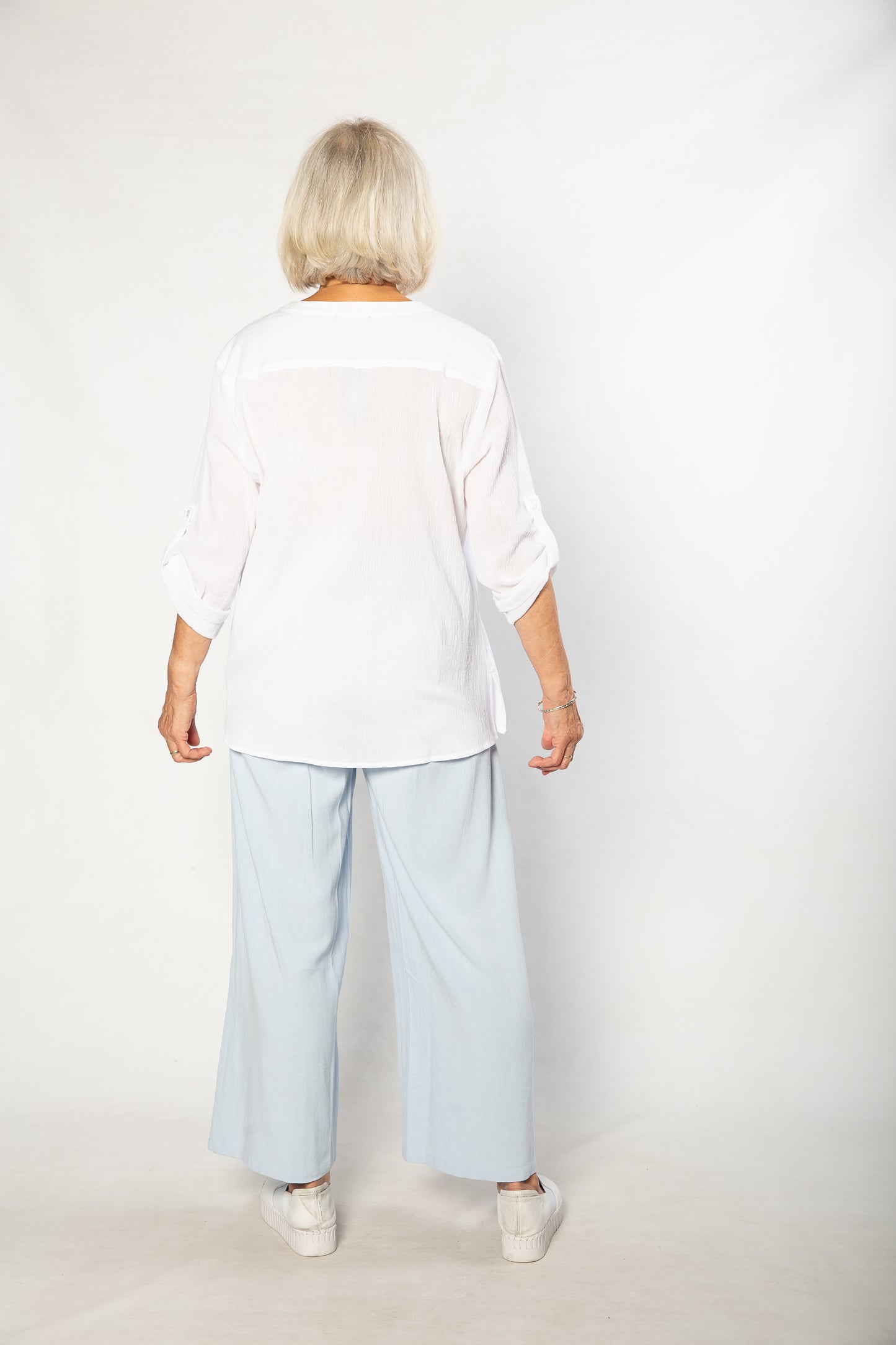 Pure Cotton 3/4 Sleeve Henley Top 521 White
