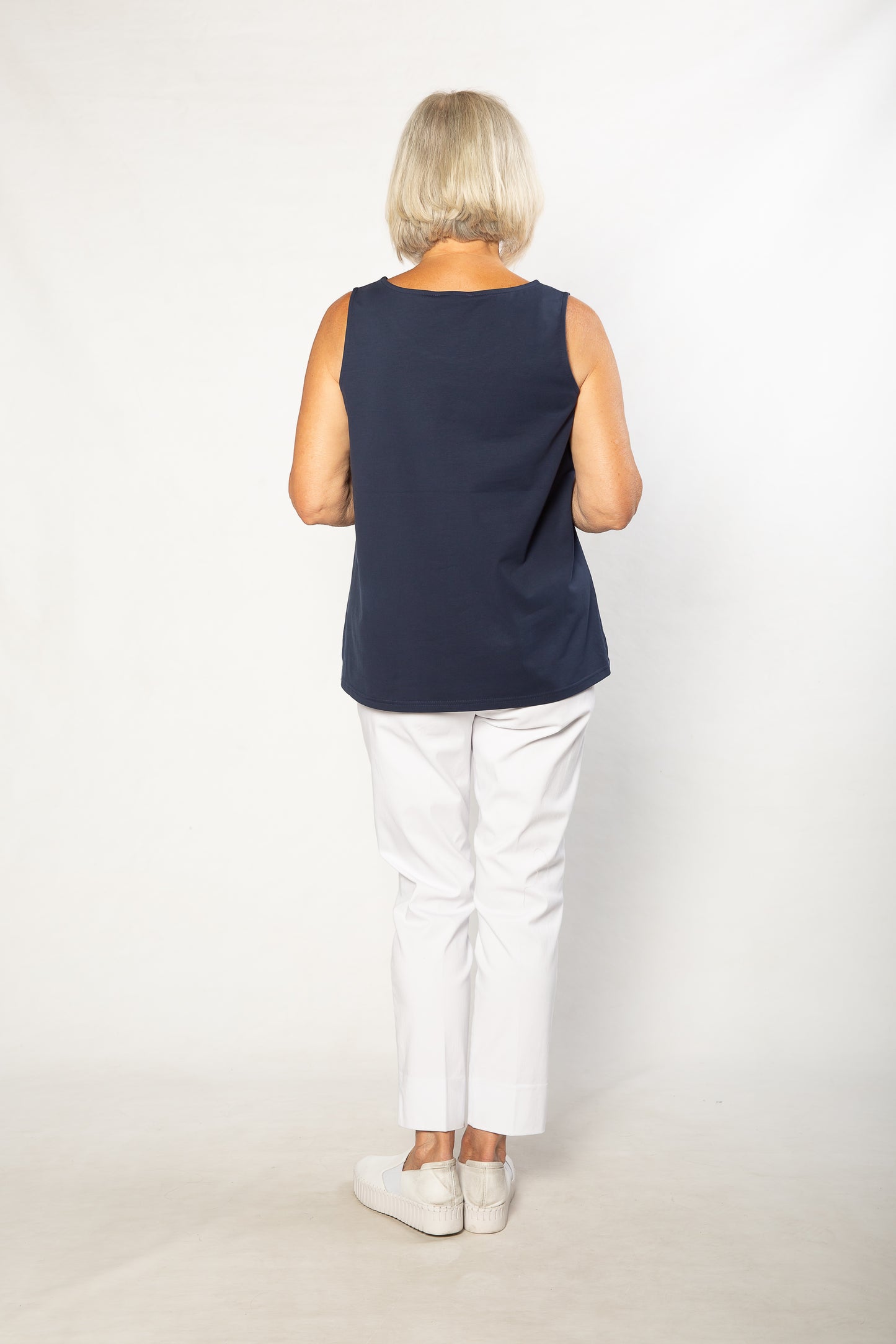 Sleeveless stretch cotton top #115 Navy