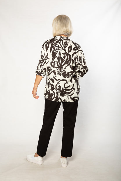 Monotone Print Half sleeve Shirt #3398 Black