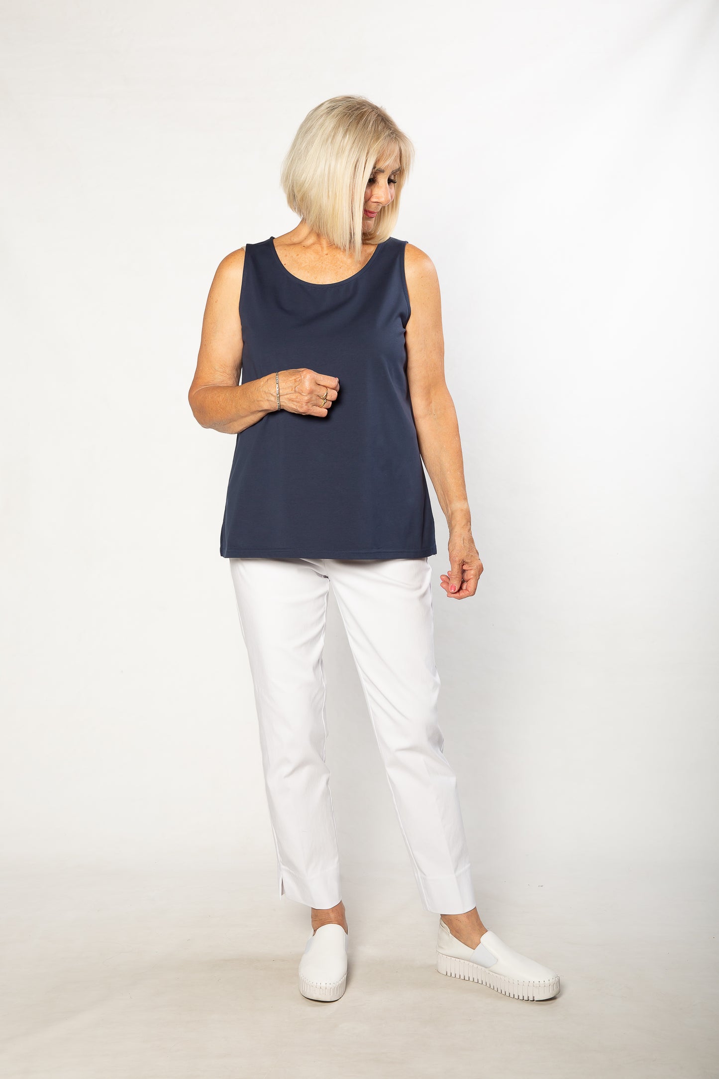 Sleeveless stretch cotton top #115 Navy