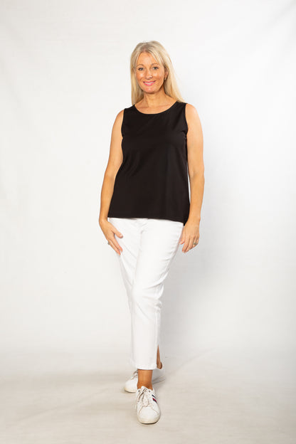 Sleeveless stretch cotton top #115 - Black