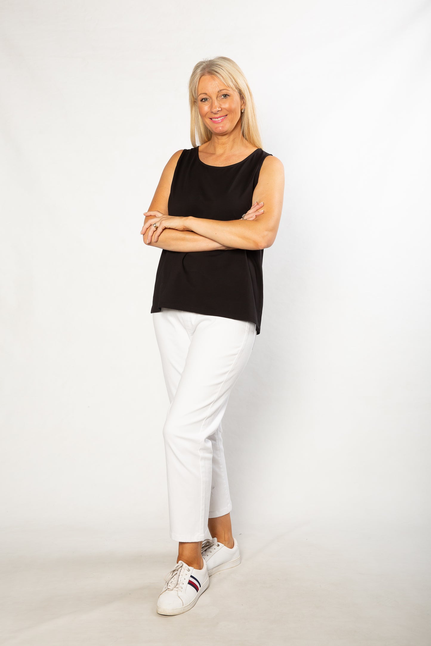 Sleeveless stretch cotton top #115 - Black