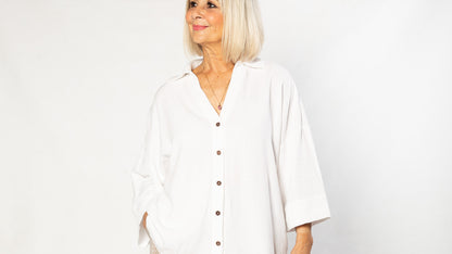 Herringbone Print Wide Leg Pant with Pockets #6659 - Natural