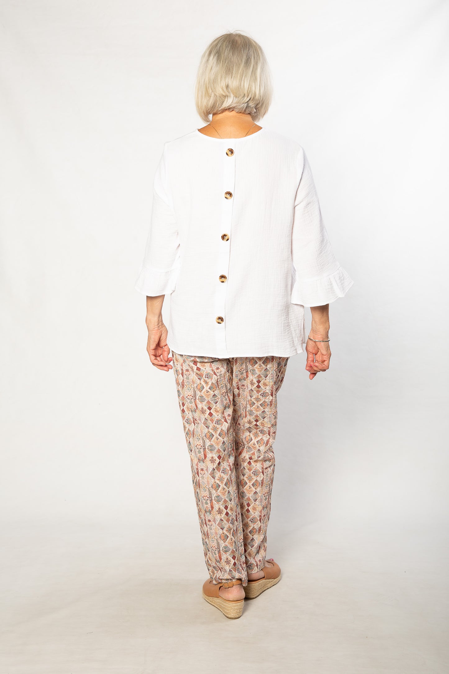 Smart casual button back feature top #543 - White
