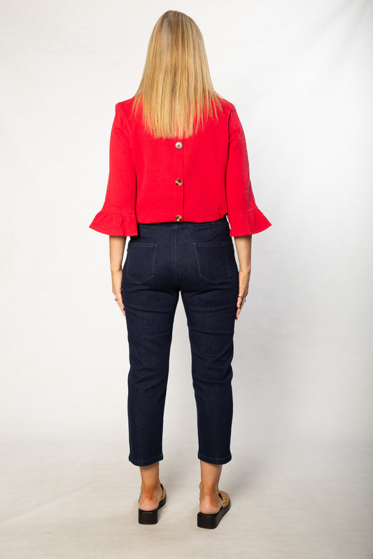 Stretch Cotton Crop Capri Pant Jean - #6077 Indigo