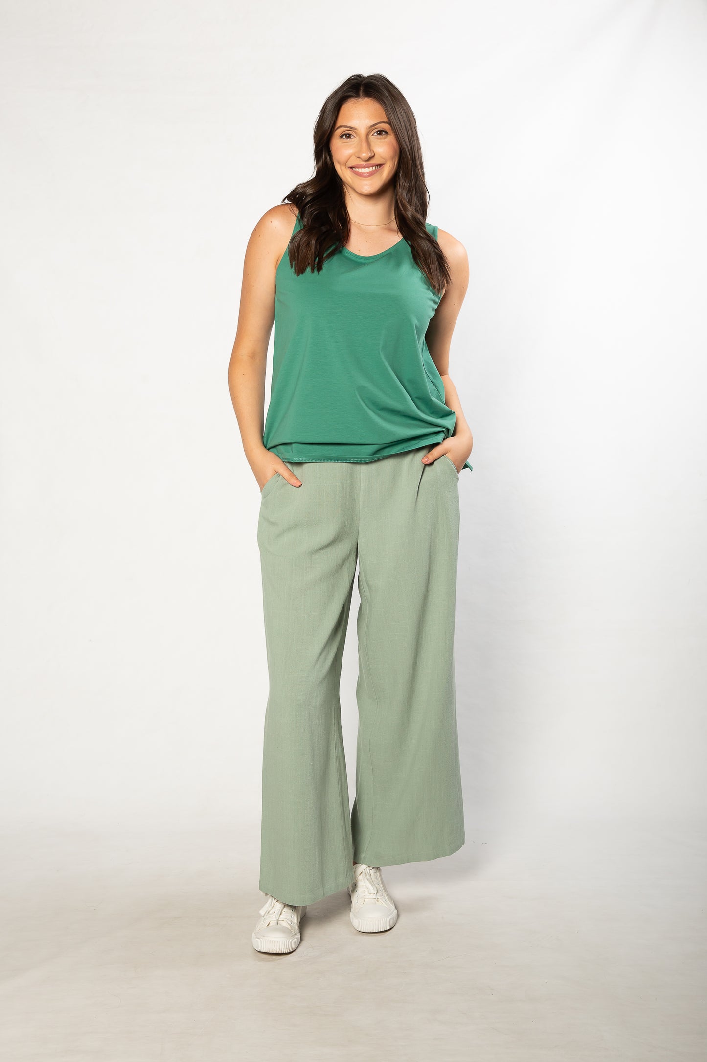 Sleeveless stretch cotton top #115 Sage