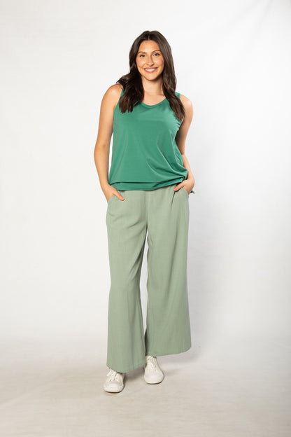Sleeveless stretch cotton top #115 Sage