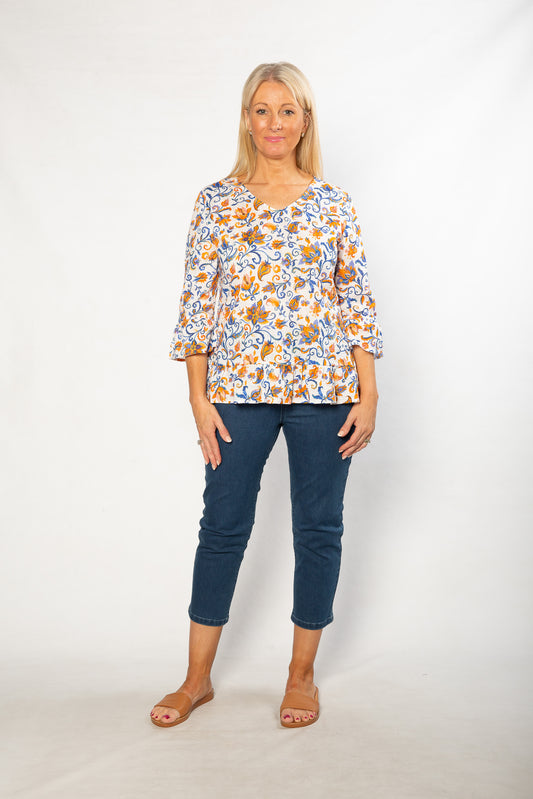 Stretch Cotton Crop Capri Pant Jean - #6077 Stonewash