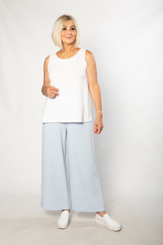 Sleeveless stretch cotton top #115 White