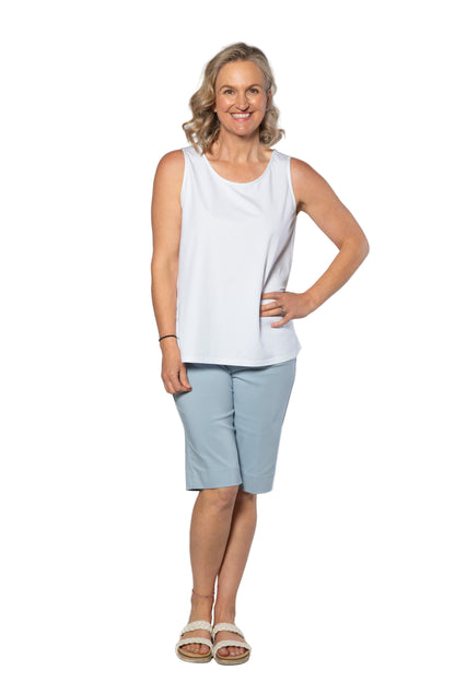 Pull on bengaline knee length short #6255 Ocean