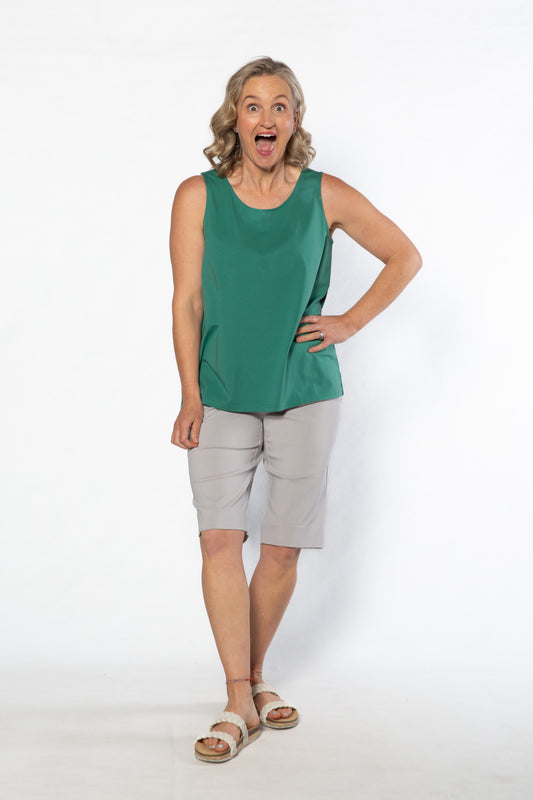 Pull on bengaline knee length short #6255 Grey Mist