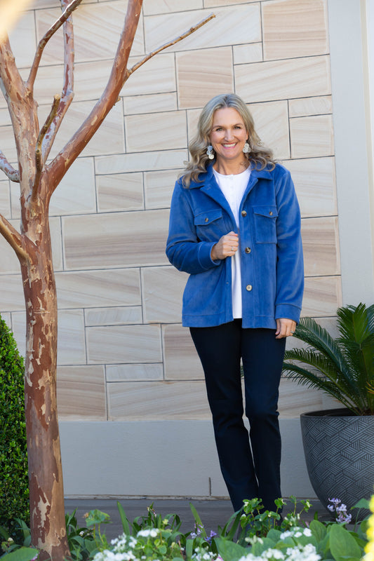 Velvet - Touch stretch cord jacket - 9232 Blue