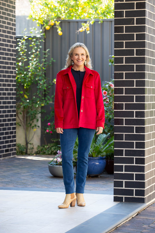 Velvet - Touch stretch cord jacket - 9232 Red