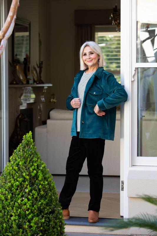 Velvet -Touch stretch cord jacket - 9232 Green