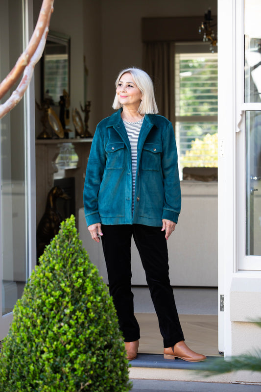 Velvet -Touch stretch cord jacket - 9232 Green