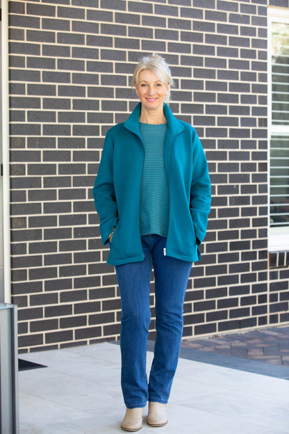 Casual Leisurewear Cotton Jersey zip front jacket #8602 - Teal
