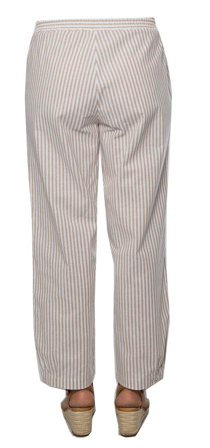 7/8 length stripe pants with elastic waistband #6148 Natural