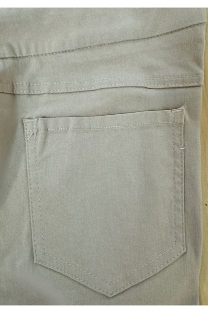Stretch bengaline crop pant with Tie & eyelet detail hem finish #6718 Ocean