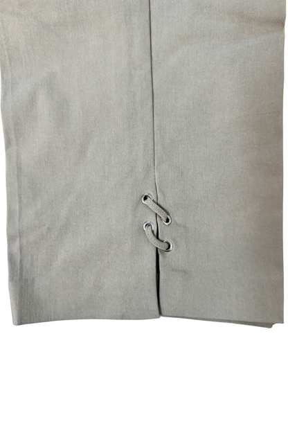 Stretch bengaline crop pant with Tie & eyelet detail hem finish #6718 Ocean
