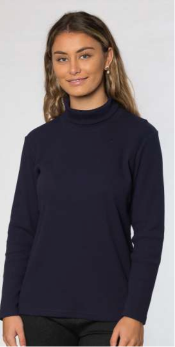 Long sleeve stretch cotton ribbed turtle neck top  #227 Navy