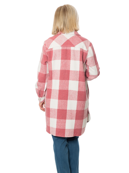 Wool Blend Check Shacket Jacket –  #9068 Pink