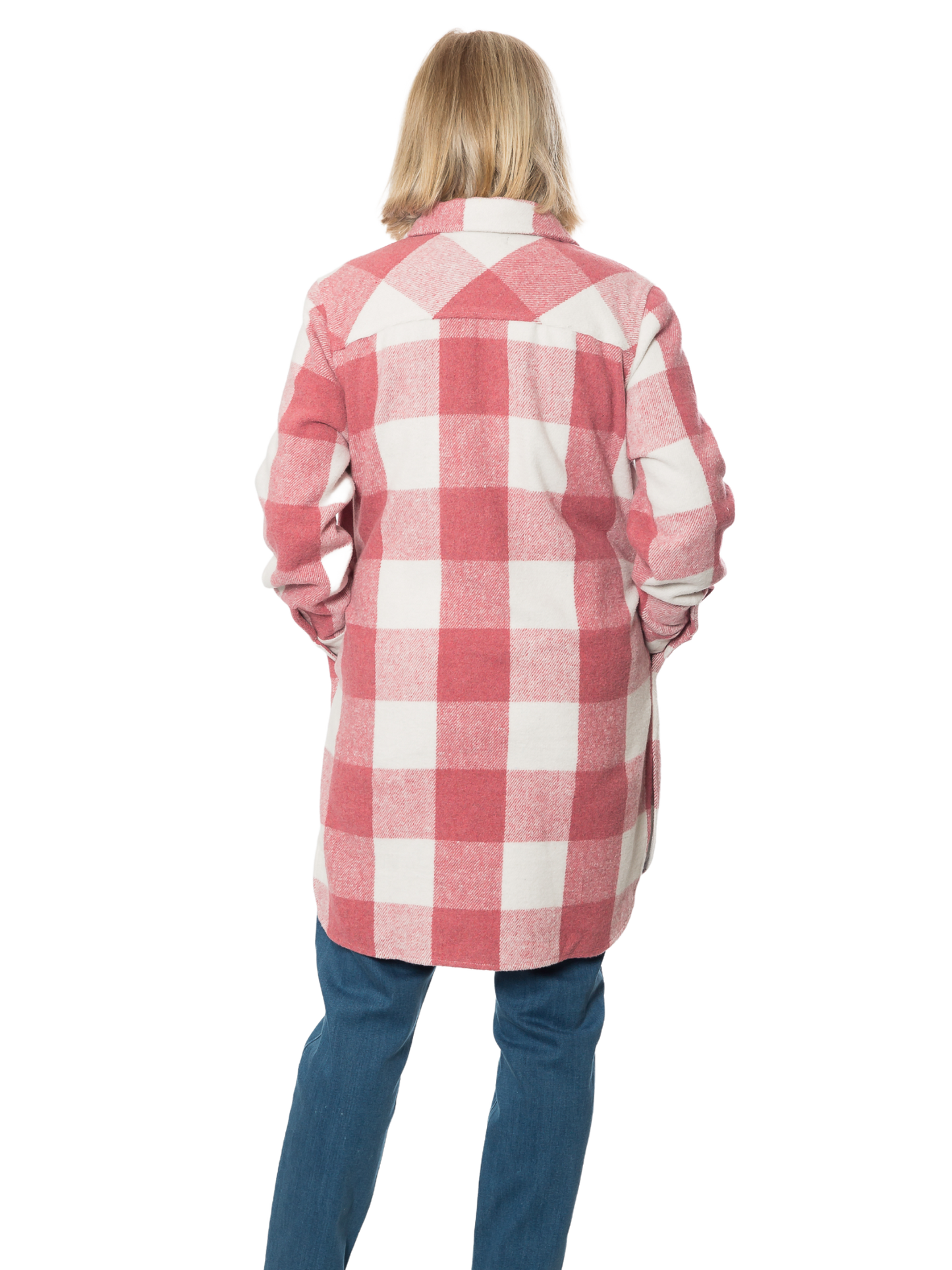 Wool Blend Check Shacket Jacket –  #9068 Pink