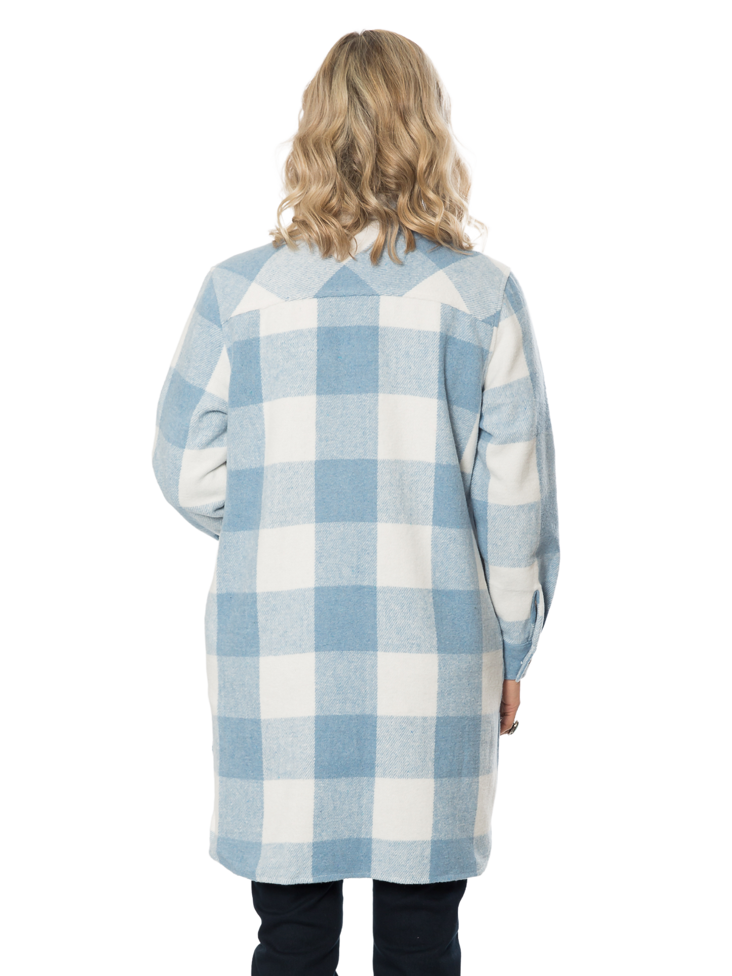 Wool Blend Check Shacket Jacket – Blue | Equinox Clothing