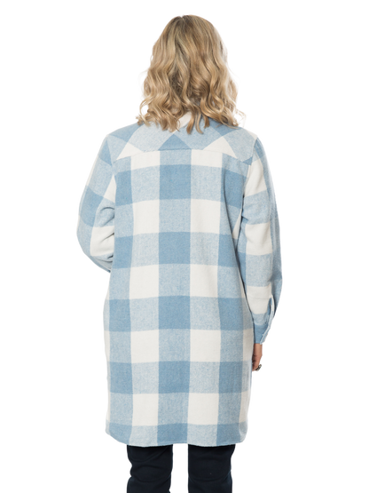 Wool Blend Check Shacket Jacket – Blue | Equinox Clothing